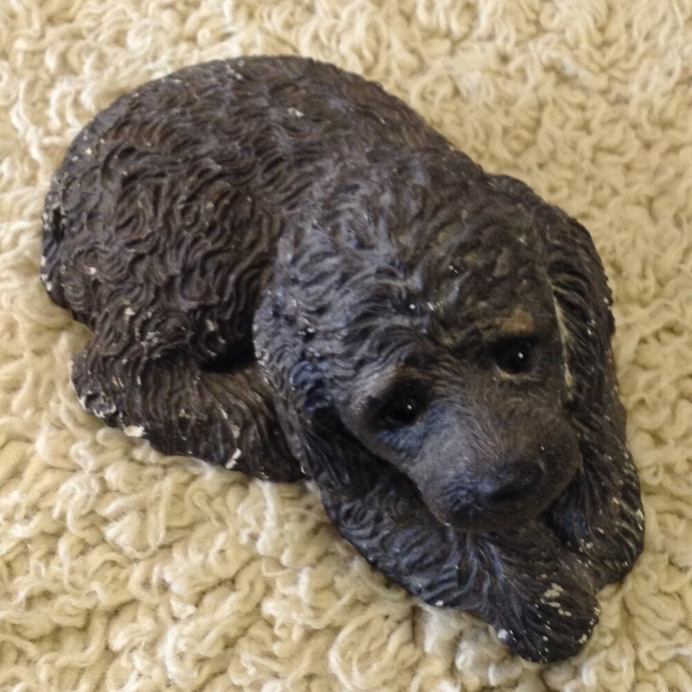 VTG 1981 SandiCast Hand cast dog signed by Sandra Brue hand painted cottagecore